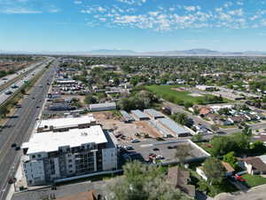 Aerial view of a mountain backdrop