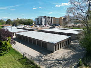 Exterior space featuring apartment complex