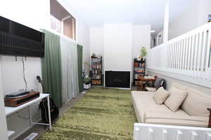 Living room with a fireplace