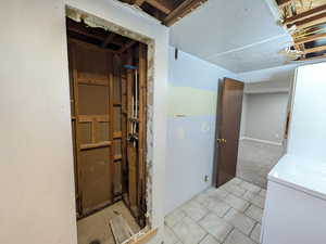 Bathroom with Unfinished shower with vanity