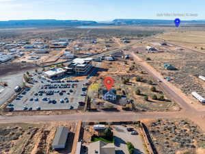 Bird's eye view of a mountainous background