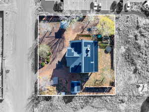 Aerial view of property's location with property parcel outlined