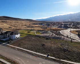 Drone / aerial view of a mountain backdrop