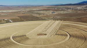 Aerial view of sparsely populated area featuring mountains