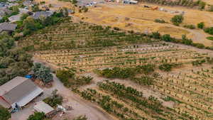 Aerial view of property and surrounding area with rural landscape and farmland