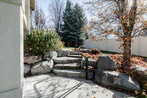 View of fenced backyard