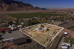 View of property location with property boundaries highlighted and rural landscape