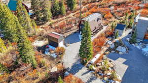View from above of property showcasing full property