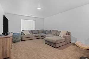 Living area with carpet