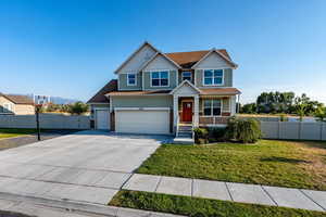 Craftsman inspired home with driveway, a porch, a garage, and a shingled roof