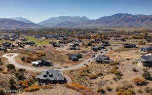 Aerial view of mountains and a desert landscape