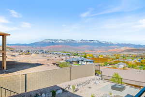 View of mountain background with nearby suburban area