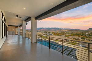 Balcony with a mountain view