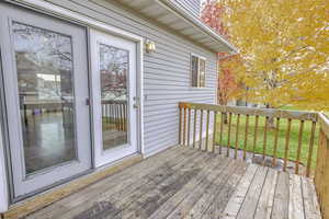 Wooden terrace with a yard