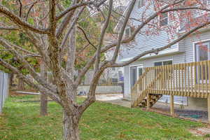 View of yard featuring stairs