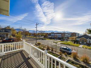 Balcony with a mountain view and a residential view