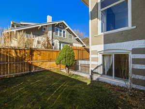 View of fenced backyard