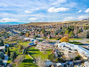 Aerial perspective of suburban area