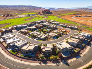 Aerial view of a mountain backdrop
