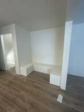 Bonus room with dark wood-style flooring and a textured ceiling