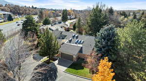 Aerial view of a mountainous background