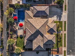 Drone / aerial view of a pool