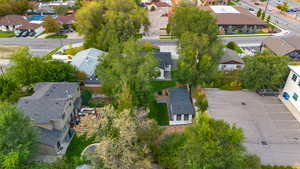 Aerial perspective of suburban area