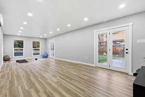 Exercise area with recessed lighting
