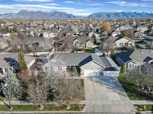 Drone / aerial view of a mountainous background