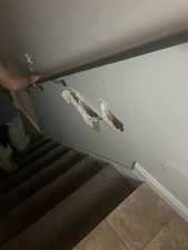 Stairway with baseboards