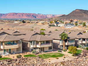 View of mountain backdrop with nearby suburban area