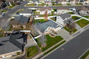 Aerial view of property's location featuring nearby suburban area