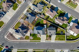 Aerial perspective of suburban area