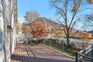 Wooden terrace with a mountain view