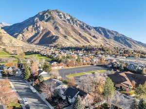 View of mountain backdrop with nearby suburban area