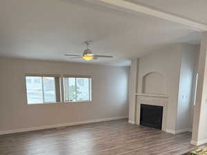 The cozy fireplace is the focal point in the great room.