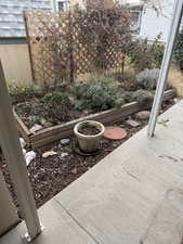 View of patio featuring a garden
