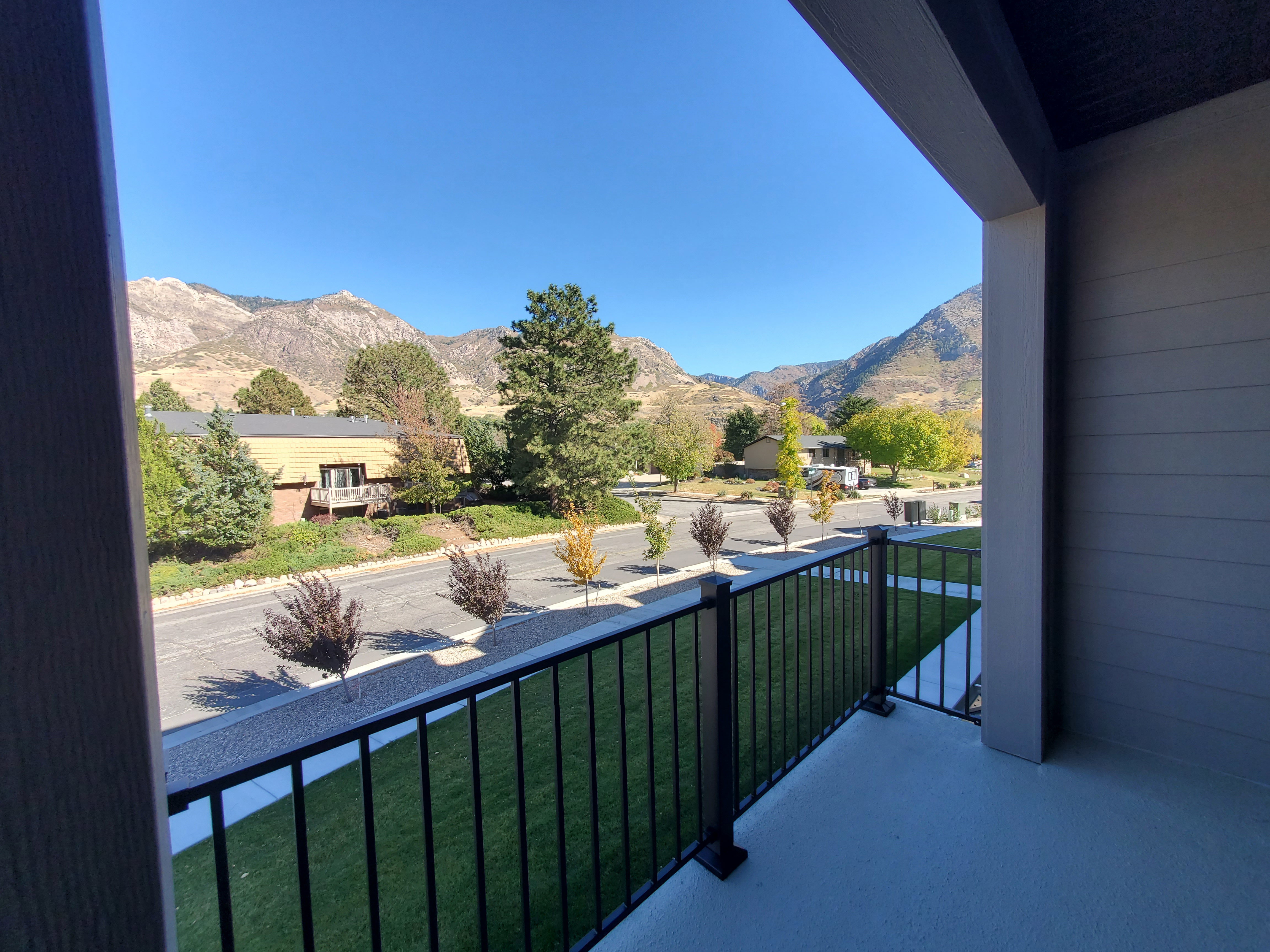 Balcony with a mountain view