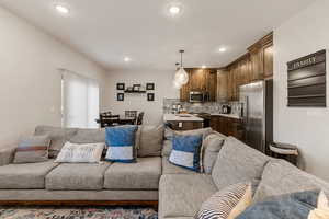 Living room with recessed lighting