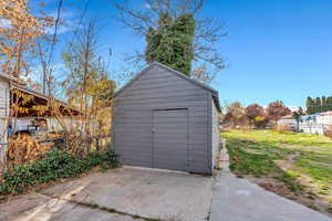 Garage with a storage shed