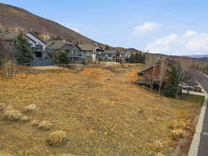 View of yard with a mountain view and a residential view