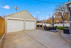 View of detached garage