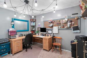 Office space with light carpet