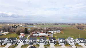 Aerial perspective of suburban area