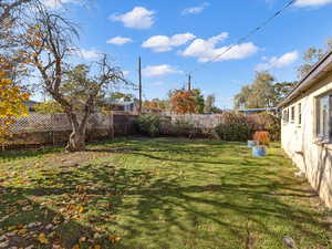 View of fenced backyard