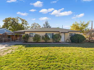Ranch-style house featuring a carport, stucco siding, and driveway