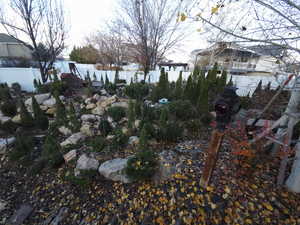View of fenced backyard