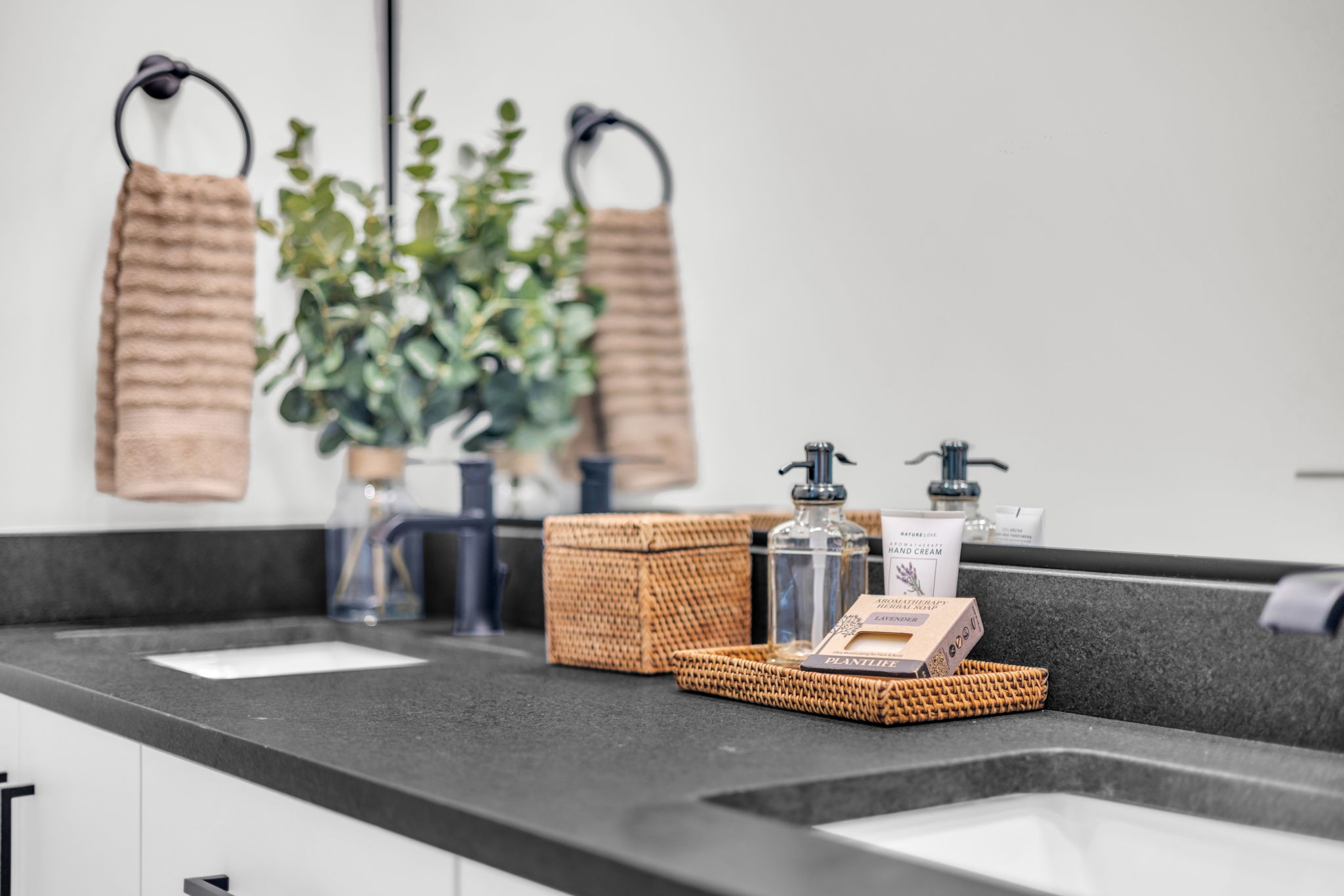 Bathroom view of double vanity