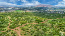 Drone / aerial view of a mountain backdrop