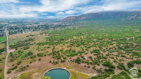 Aerial view of sparsely populated area featuring mountains
